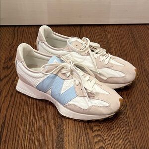 New Balance 327 Women's Cream and Light Blue Sneakers - Size 10 or 41.5